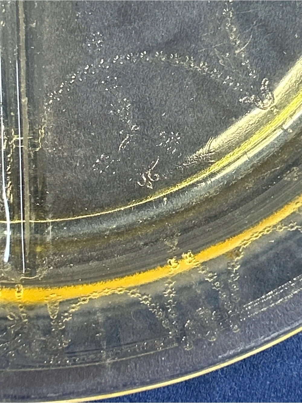Clear Glass Divided Serving Plate - Yellow Tint